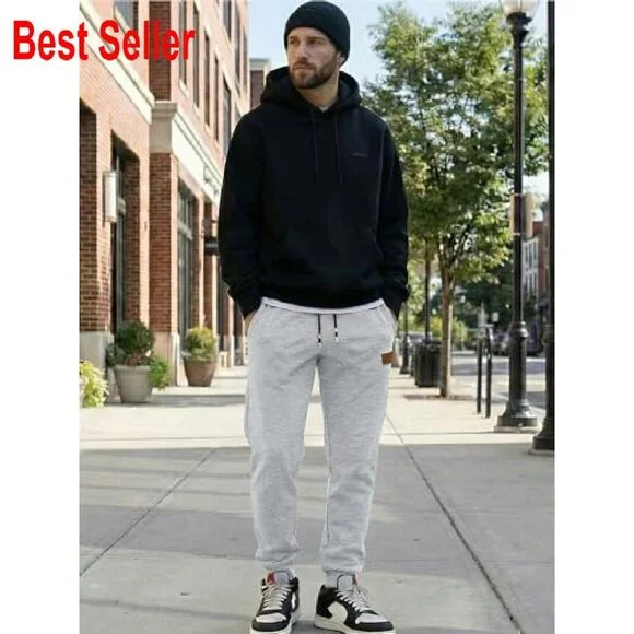 Men's Fleece Sweatpants Tapered Joggers Athletic Workout Track Pants Slim Fit